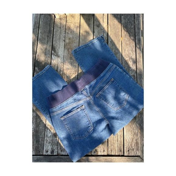 In Due Time Maternity Crop Denim Jeans Sz L Elastic Waist Panel Sz L - Picture 6 of 6